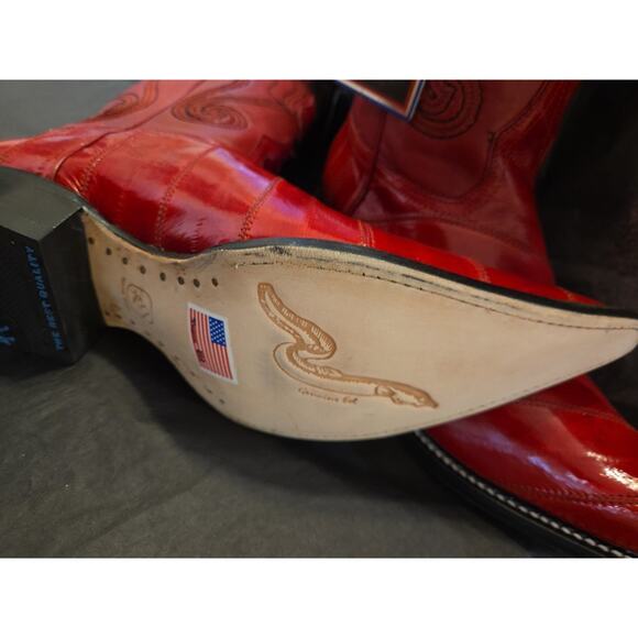 WILD WEST RED 3X-TOE GENUINE EEL WESTERN COWBOY BOOT 10EE main image 4